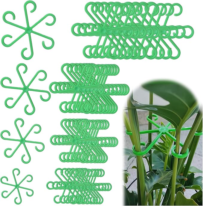 Plant Stem Support - 32pcs Plastic Climbers Stem Holders,Reusable Plants Holder Hook for Indoor Home Garden Healthy Growth Home Garden