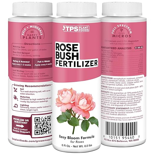 Rose Bush Fertilizer – Liquid Plant Food for More Blooms, Bigger Flowers & Stronger Stems, 8 oz
