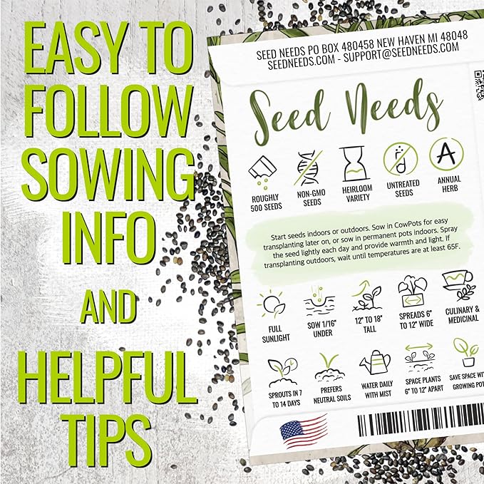 Seed Needs Summer Savory Seeds for Planting Herbs - Non-GMO Heirloom & Untreated Annual Herb Seed to Plant a Culinary Kitchen Garden Indoors or Outdoors (2 Packs)