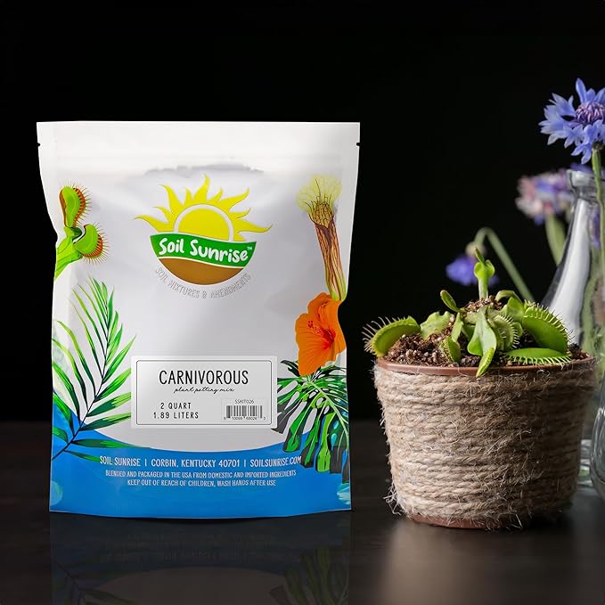Soil Sunrise Carnivorous Plant Potting Soil Mix (2 Quarts) Ideal Additive for Venus Fly Traps, Sundews, and Pitcher Plants