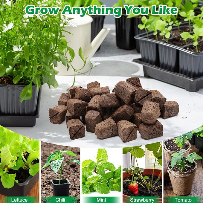 50 Pcs Square Hydroponics Pods, Seed Starter Sponge Pods for Seed Starter Plugs Grow Sponges for Indoor Outdoor Gardening