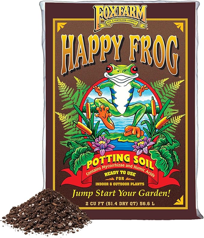 FoxFarm Happy Frog Potting Soil – Ready-to-Use Blend for Container Plants, 2 Cubic Feet