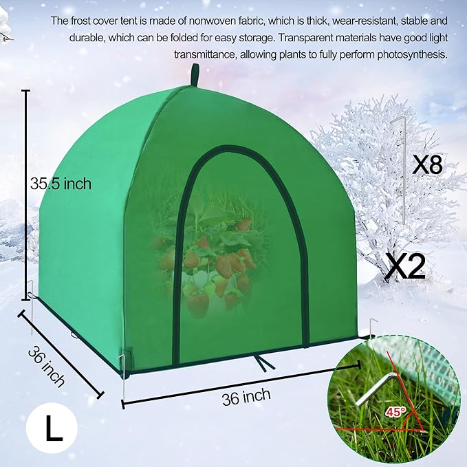36″*36″*35.5″, Mini Greenhouse Winter Plant Warm Covers - Raised Bed Cover for Seed Starting, Warm Tent Freeze Protection Humidity Domes for Gardening & Winter Shelter and Protecting Plants 2pcs