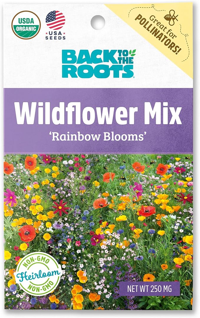 Back to The Roots 100% Organic Seed Packet - Wildflower 'Rainbow Blooms' Mix