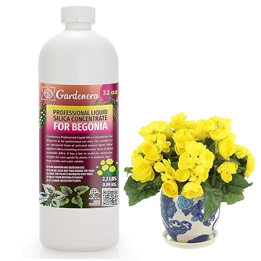 𝐏𝐑𝐎𝐅𝐄𝐒𝐒𝐈𝐎𝐍𝐀𝐋 Liquid Silica Plant Supplement - 32oz - BEGONIA Plants Liquid Silica Boost Fertilizer - Stronger Stems & Healthy Leaves for Indoor & Outdoor Begonia Plants (Makes 180 Gallons)