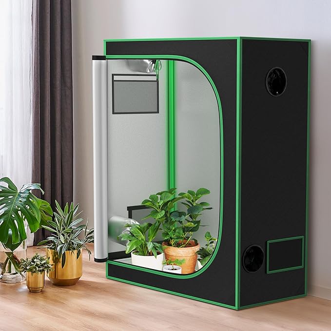 JupiterForce 2x4 Grow Tent with Observation Window and Floor Tray, High Reflective Mylar Hydroponic Grow Tents Indoor Grow Room for Home, Plant Growing, Black, 24"x 48"x 60"