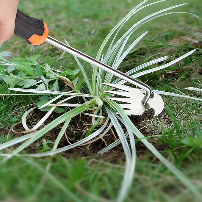 Weed Puller Tool, Rubber Handle Garden Manual Weeder Tool, Portable Stainless Steel Weeding Tools, For Hand Weeder Puller for Vegetable Gardening Backyard Farm Planting & Uprooting Weeding Tool