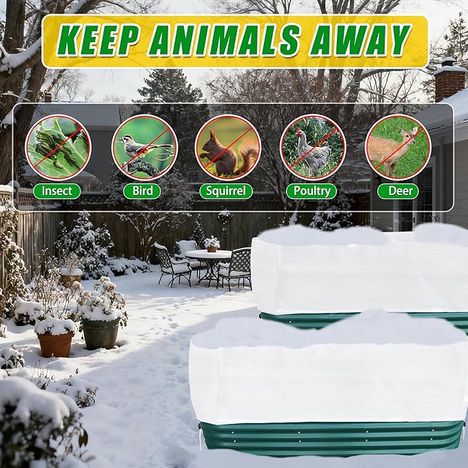 Plant Covers Freeze Protection 4.6 x 2.3 x 1.5FT Rectangular Plant Cover for Winter, 2 Pcs Frost Cloth for Outdoor Plants Raised Garden Bed Cover, Winter Frost Blanket with Insulated Liner Drawstring