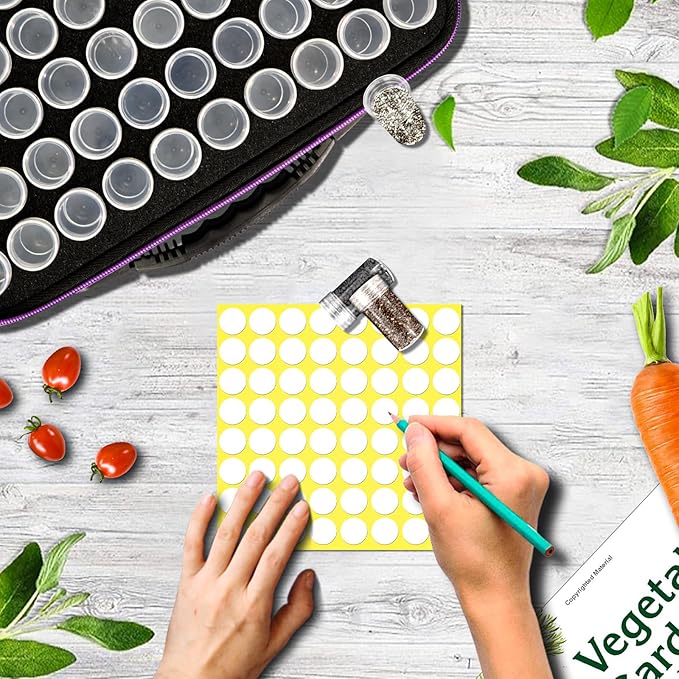 60 Slots Seed Storage Organizer with 10 Envelopes, Garden Seed Packet Container with Label Stickers Zipper Bag for Flower Plants Vegetable