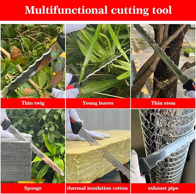 Insulation Knife - Sod Cutter Knife: stainless steel 11.14-Inch sharp blade, double side utility Lawn Repair Saw with Nylon Sheath