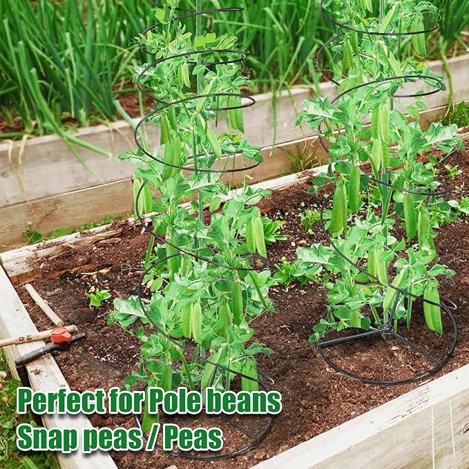 2 Pack Spiral Trellis for Climbing Plants Outdoor, 45 Inch Tall Heavy Duty Metal Garden Tower, Decorative Plant Support with Anti-Tip Stake,Rustproof for Clematis Pole Beans Cucumber Berry Vines Pots