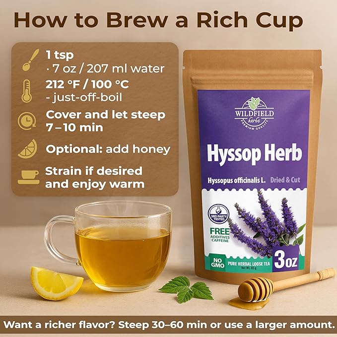 3 oz. Hyssop Dried Herb Hyssop Tea Herbal (Hyssópus Officinális) - 85 g Hyssops Hysopp Herb Hisopo
