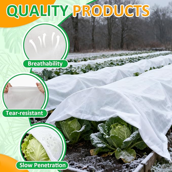 White Plant Covers Freeze Protection, 10 x 10 ft - 1.5 oz/yd² Frost Cloths for Outdoor Plants, Tree Covers Freeze Protection, Winter Garden Blanket, Sun Cover for Plants for Greenhouse, Vegetables