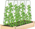 Cucumber Trellis for Raised Bed, 1 Pack 4ft Tall U-Frame, Garden Trellis for Climbing Plants Outdoor, Perfect for Vines, Beans - Green with Netting