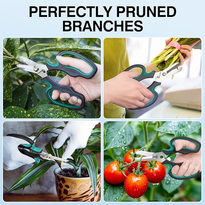 Pruning Shears - Cuts 5X Easier, Premium Garden Shear with Sharp Stainless Steel Blades, Ergonomic Handle, Ideal Garden Clipper for Plants Care & Fruit Picking, Versatile Gardening Scissor for Gifts
