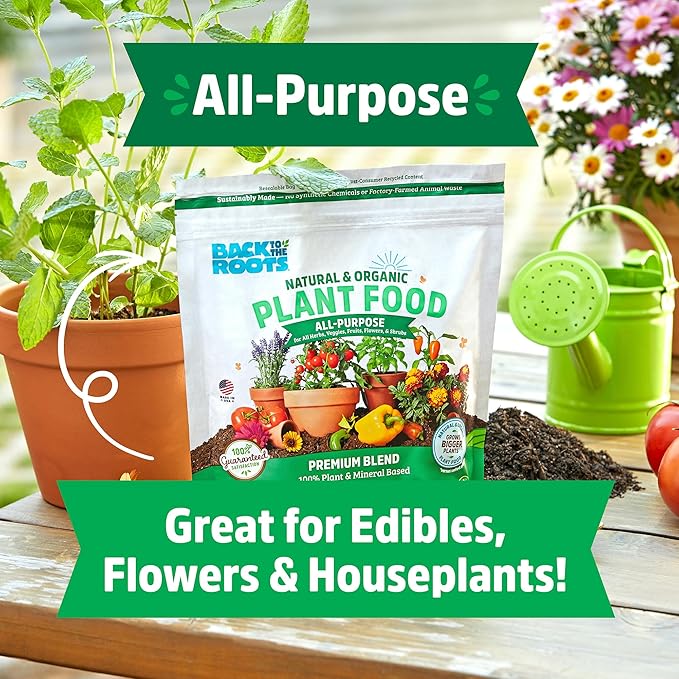 Back to The Roots Organic All-Purpose Plant Food (5 lb. Value Size), Premium Blend, Safe & Sustainable Vegan Formulation Made with Kelp and Alfaalfa Meal, Mycorrhize, and Rock Phosphate Minerals
