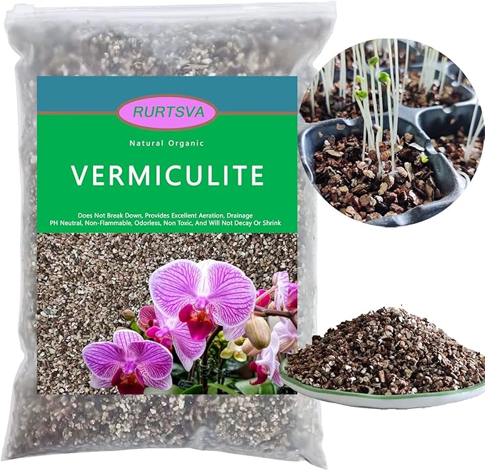Natural Coarse Vermiculite 2QT for Plants Organic Occurring Mineral Potting Mix Medium for Potted Plants, Hydroponics, Terrariums, Orchids, Mushroom Or Reptile Habitats