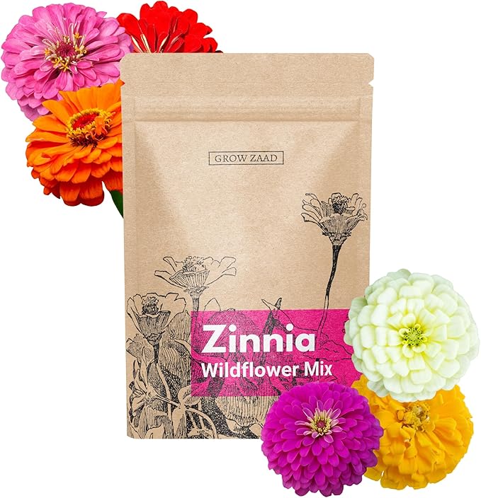 4,500+ Seeds - Zinnia Cut Flower Mix - 7 Varieties - Annual Heirloom, Deer Resistant, Open Pollinated - Pollinator Friendly, Planting Outdoor Spring - 1 oz