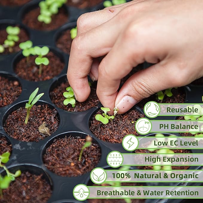 Coco Coir Brick for Plants, 2 Packs 100% Natural Organic Compressed Coconut Coir Fiber with Low EC & PH Balance, High Nutrition Coconut Soil Coco Fiber for Planting, Herbs
