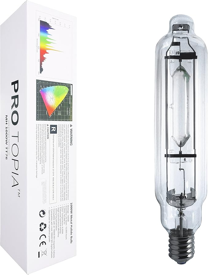 1000 Watt Vegetative Metal Halide Lamp MH Grow Light Bulb Lamp, MH 1000W E39, High PAR Enhanced Blue and Violet Spectrums CCT 6000K for Vege Growth and Flower