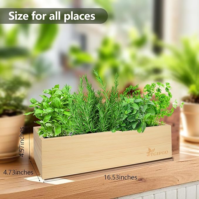 Herb Garden Planter Indoor Kit,Indoor Garden kit Come with Wooden Box &17 Planting Tools,Indoor & Outdoor Herb Planter for Kitchen Windowsill,Herb Plant Pot for Gardener,DIY Indoor Grow Kit Gifts