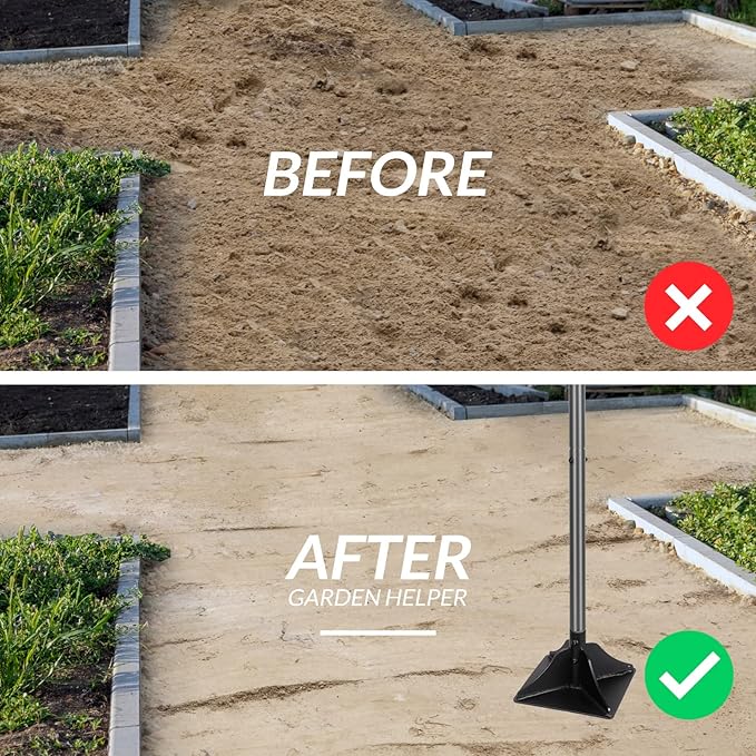 Walensee Steel Tamper with 48 inch Handle 8"x8" Garden Tamper with Rubber Grip All-Steel Heavy Duty Tamper Tool for Leveling Ground Gravel Soil Asphalt Sand Installing pavers and Repairing Blacktop