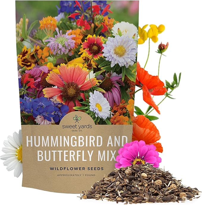 Bulk Wildflower Seeds Butterfly and Hummingbird Mix - 1 Pound Bag - Over 120,000 Open Pollinated Annual and Perennial Seeds