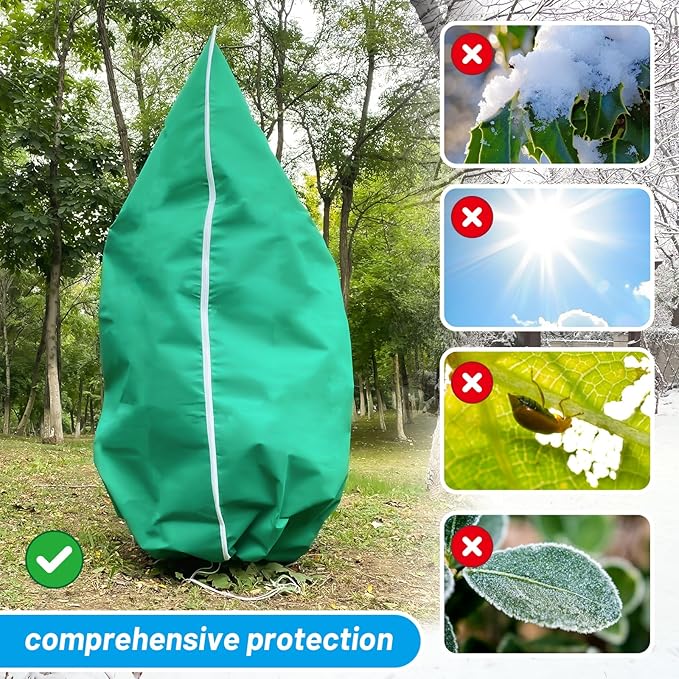 4 Pack Plant Covers Freeze Protection(71" x 47.3"),2.82 oz/sq yd Non-Woven Fabric,Frost Covers with Zipper Drawstring Plant Protection Cover Bags for Outdoor Winter Frost Cold Weather