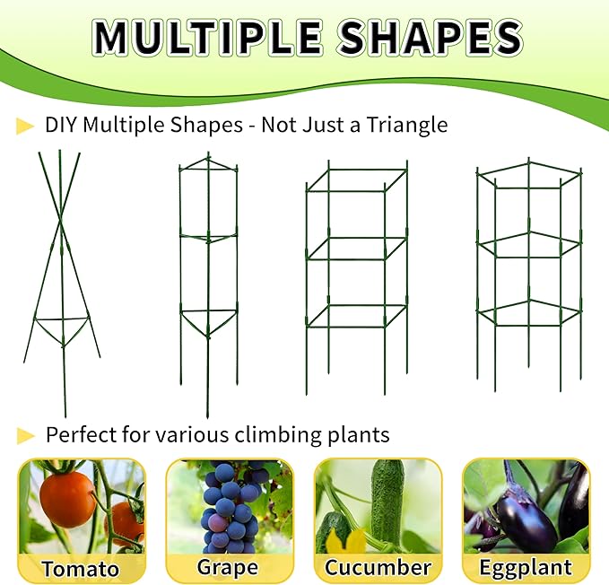 TCBWFY 4-Pack 48-Inch Adjustable Tomato Cages, Heavy-Duty Metal Plant Support Trellis for Garden and Pots, DIY Tomato Stakes, Height Adjustable 16 to 192 Inches