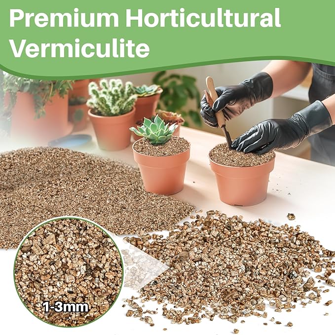 MAQIHAN Vermiculite - Vermiculite for Gardening Organic Soil Potting Mix Horticultural Sand for Seed Starting, Plants, Potting, Garden, Orchid, Horticultural,Succulen 1-3mm (14OZ)