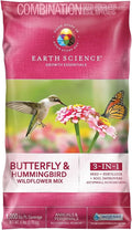 Earth Science Wildflower Butterfly & Hummingbird Mix—6 lb— 3-in-1 Premium Wildflower Seed, Plant Food and Soil Conditioners, Non-GMO for Bees, Hummingbirds, Butterflies, Pollinators