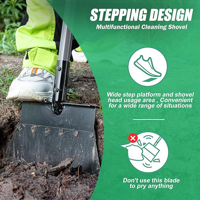Suchtale Garden Flat Shovel,Floor Scraper, Heavy Duty Multifunctional Outdoor Cleaning Shovel with 54 Adjustable Long Handle, Ideal for Weed Removal, Lawn Edging,Trenching & Ice Scraping