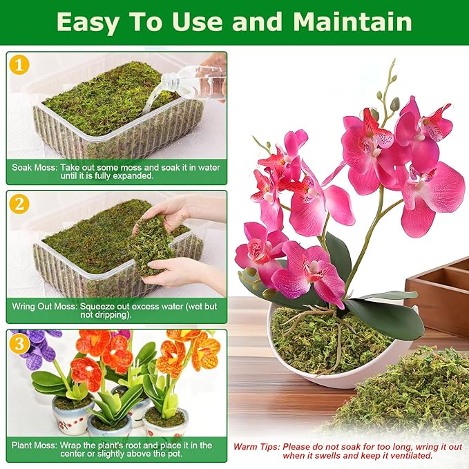 Legigo 7OZ Sphagnum Moss for Plants, 8QT Natural Orchid Moss Potting Mix Dired, Green Forest Plant Moss for Orchid Repotting Carnivorous Succulents Indoor Potted Plants Gardening and Reptiles