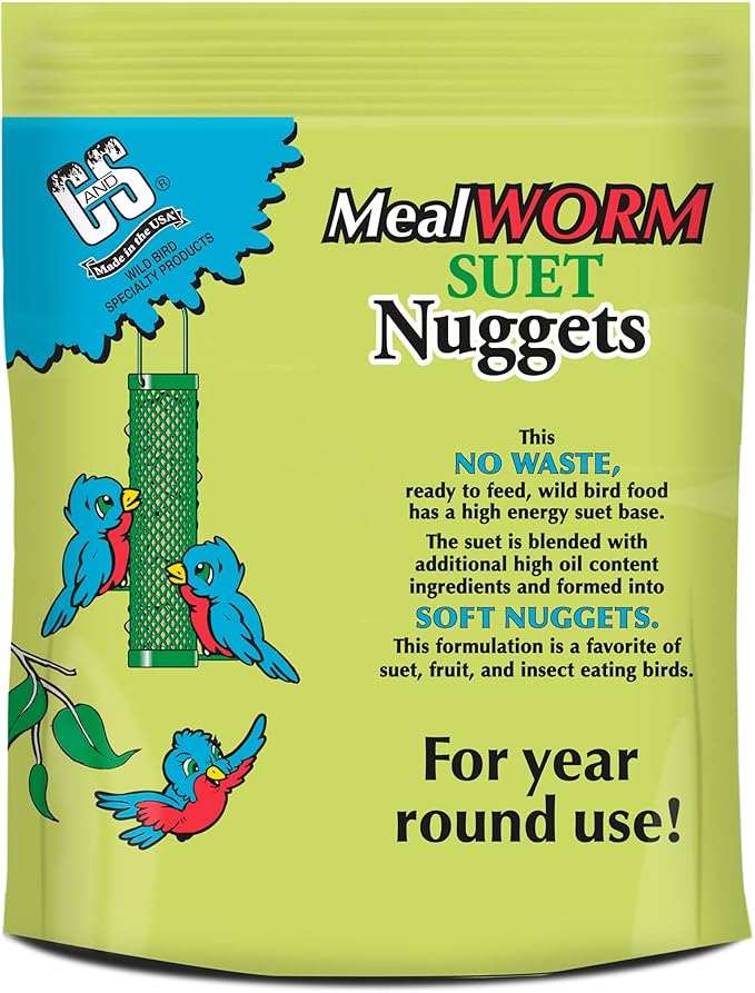 C&S Mealworm Suet Nuggets, for Wild Birds, 27 Ounces