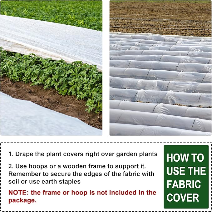 Plant Covers Freeze Protection, 10x33FT 0.9oz/yd² Winter Floating Row Covers, Frost Cloth Blanket Shade Cloth Garden Fabric Plant Cover for Raised Beds Vegetables Insect Winter Frost