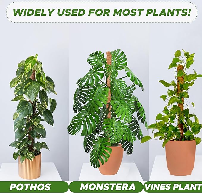 EcoNour 2 Pack Moss Poles for Plants – 28" Monstera Plant Support Stakes, Coir Plant Sticks for Indoor Climbing Plants, Pothos, Philodendron & Houseplants