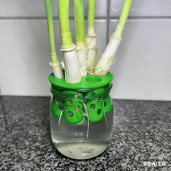 Green Onion Grow for Mason Jar Lid of 6cm,Minimal Kitchen Garden Propagation Station,3D Printed Easy Hydroponic Insert Green