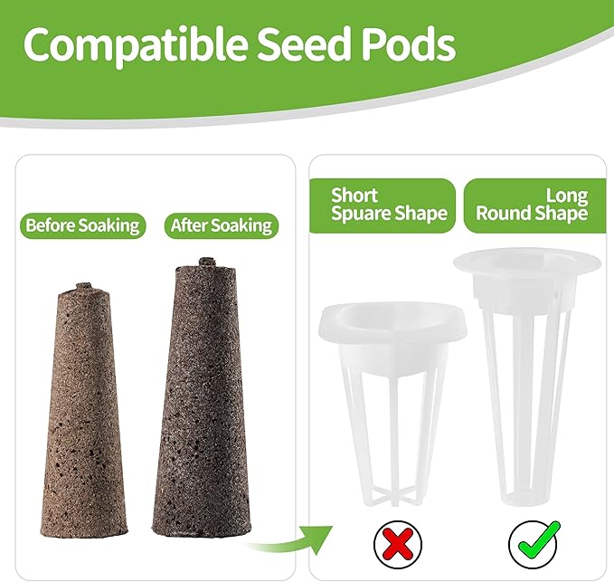 30 Pack Grow Sponges, Replacement Root Growth Sponges Seed Pods Compatible with AeroGarden, Seedling Starter Kit for Hydroponic Indoor Garden System