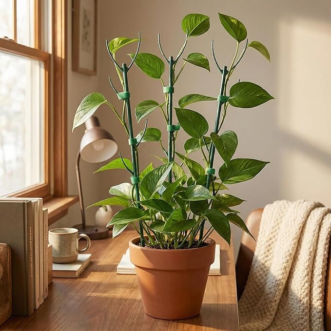 10 Pack Stackable Plant Support Stakes, Adjustable Mini Trellis for Potted Plants, Monstera Plant Support for Indoor Outdoor, Twig Trellis for Flowers & Climbing Vines, Green, 11.02 Inch