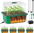 YAUNGEL 4 Pack Seed Starter Tray with Self-Heating, Seed Starter Kit with High Humidity Control Domes, Seedling Starter Trays for Indoor Gardening Plant, Green
