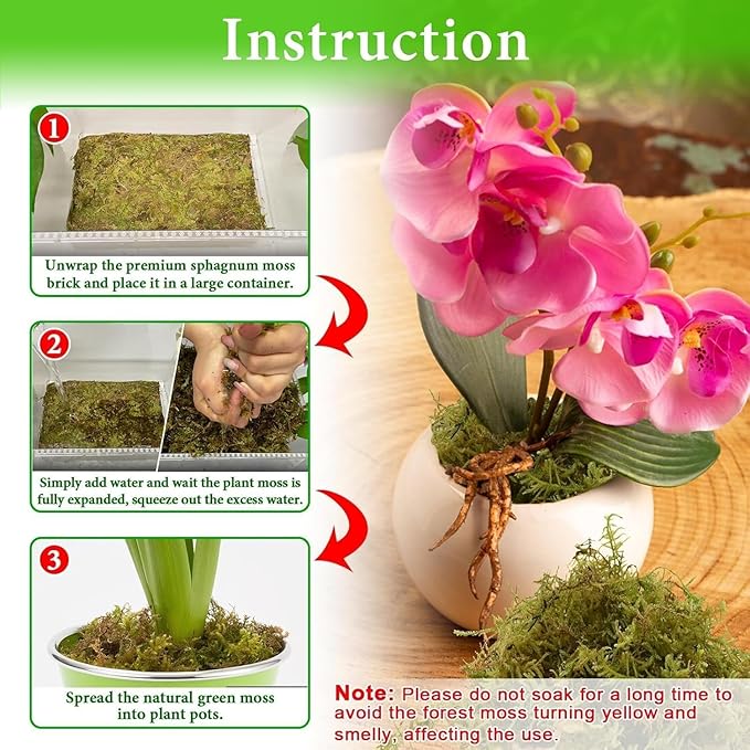Halatool 5.5LB Green Forest Moss Natural Sphagnum Moss for Plants Fluffy Orchid Moss for Orchids Repotting Dried Plant Moss for Potted Plants Indoor & Outdoor