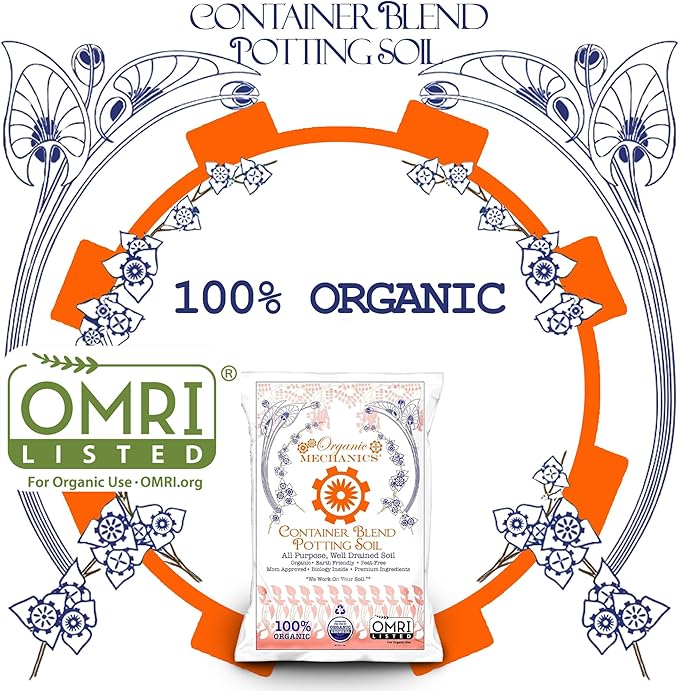 Organic Mechanics Container Blend Potting Soil, 2 Cu Ft - All-Purpose, Peat-Free, Well-Drained Blend with Compost, Rice Hulls, and Worm Castings for Growing Annuals, Perennials, Woody Plants
