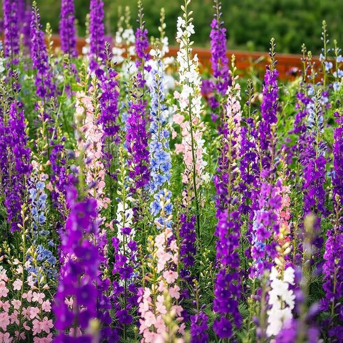 Delphinium Seeds 2000 Pcs - Mixed Colors, Tall, Heat & Drought Tolerant, Self-Seeding Perennial Wildflowers for Flower Arrangements & Pollinator Gardens