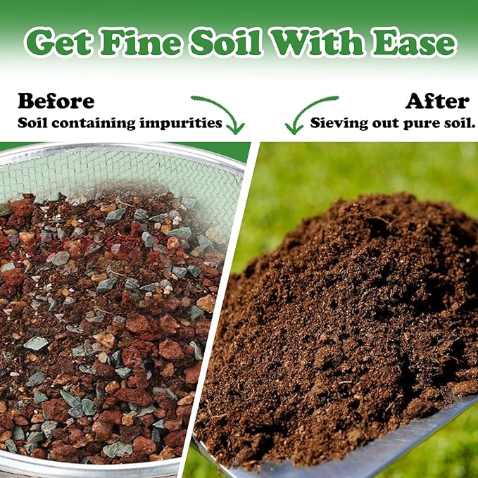 Soil, Sand, and Compost Sifter for Gardening – Sieve for Rocks, Dirt, and Organic Material – Fits 5-Gallon Buckets-1/8 in Aperture