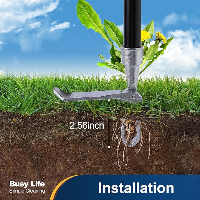 Yocada Weed Puller Tool Stand Up Weed Remover Tool with 4 Claw Steel Head Weeder Tool Long Handle Garden Hand Weeding Tool Easily Remove Weeds Roots Without Bending Pulling Kneeling 62.59"