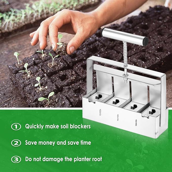 Manual Soil Block Maker Micro Soil Blocker Set 2 inch Soil Block Soil Blocking Tool for Seed Stater Tray