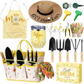 Lasnten 16 Pcs Mothers Day Garden Gift for Mom Women Gardening Supplies Daisy Birthday Garden Tools Set from Daughters Gloves Apron Insulation Cup Fork Trowel Tote Bags for Plant Lover Present