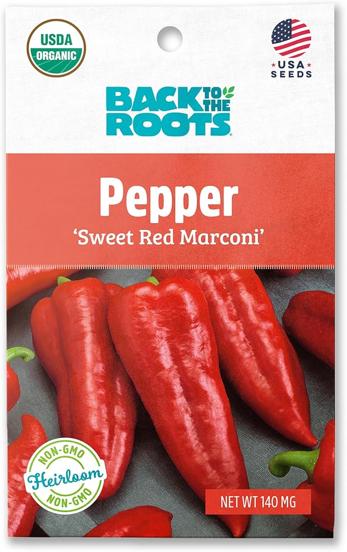 Back to The Roots 100% Organic Seed Packet - Pepper 'Sweet Red Marconi' 140mg