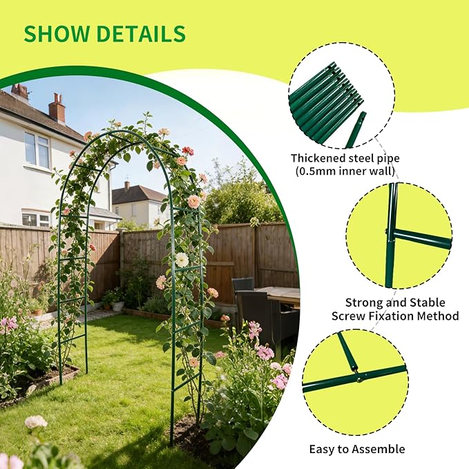100% Metal Garden Arch Trellis for Climbing Plants Outdoor, Assemble Freely 2 Sizes,Pumpkin Archway Outdoor Garden Arbors and Arches for Wedding Party Decoration
