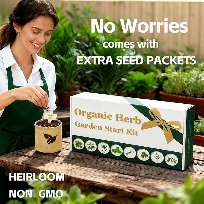 Organic Indoor Herb Garden Start Kit - Unique Gifts for Women, Valentine's Day Gift, Easy House Plant- Birthday for Women,House Warming Gift New Home- Fresh Herb Garden DIY Crafts for Adults